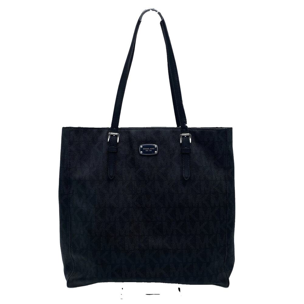 Michael Kors Jet Set Travel North South Tote Large Black Monogram Canvas Leather